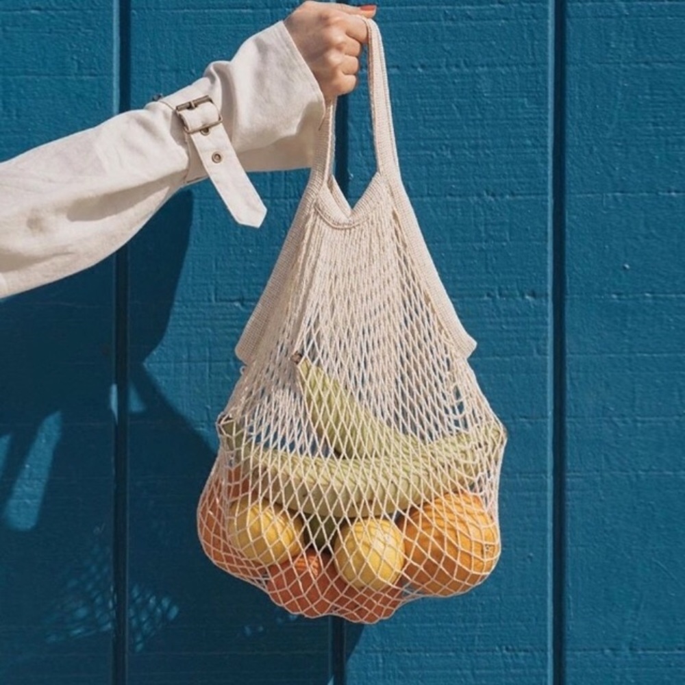 💥 CLEARANCE French Market Cotton Open Net Short Handle Tote - Picture 6 of 7